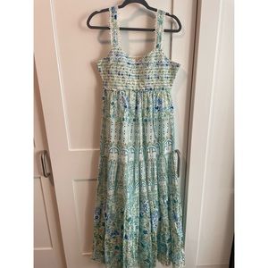 Rococo Sand Floral Green and Blue Maxi Dress